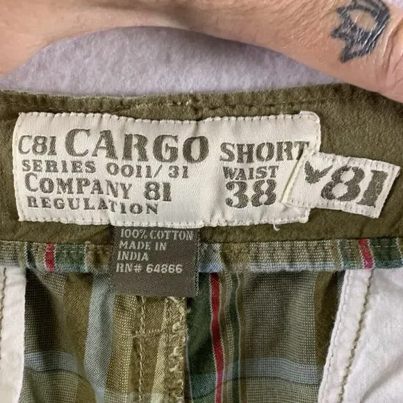 Company 81 Mens Plaid Cargo Long Shorts Sz 38 Y2K Streetwear‎ Grunge Skate - Picture 11 of 14